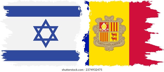 Andorra and Israel grunge flags connection, vector