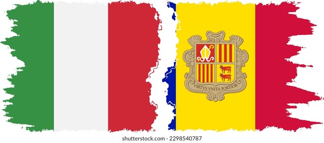 Andorra and Italy grunge flags connection, vector