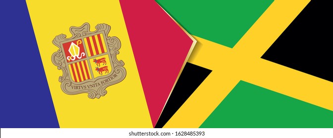 Andorra and Jamaica flags, two vector flags symbol of relationship or confrontation.