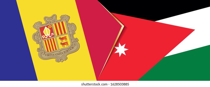 Andorra and Jordan flags, two vector flags symbol of relationship or confrontation.