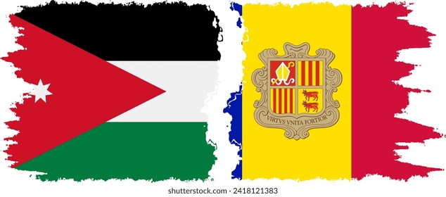 Andorra and Jordan grunge flags connection, vector