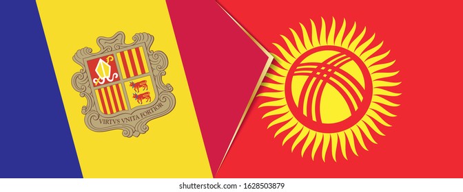 Andorra and Kyrgyzstan flags, two vector flags symbol of relationship or confrontation.
