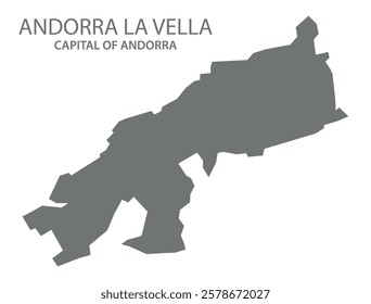 Andorra la Vella capital city map of Andorra grey illustration silhouette