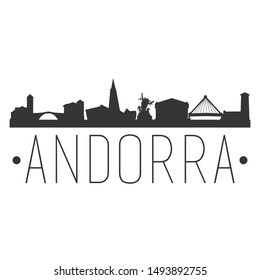 Andorra la Vella. City Skyline. Silhouette City. Design Vector. Famous Monuments.