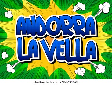 Andorra la Vella - Comic book style word