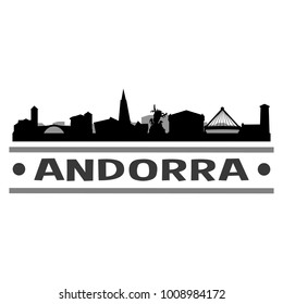 Andorra la Vella Andorra Europe Skyline Silhouette Stamp City Design Vector Art Template