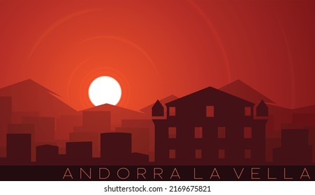 Andorra la Vella Low Sun Skyline Scene