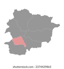 Andorra la Vella map, administrative division of the Principality of Andorra.