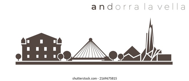 Andorra la Vella Simple Monochrome Stylish Skyline