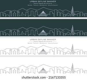 Andorra la Vella Single Line Skyline Profile Banner