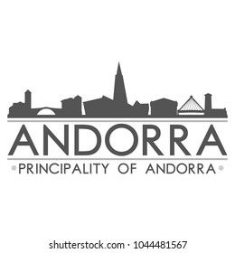 Andorra la Vella Skyline Silhouette Design City Vector Art Famous Buildings.