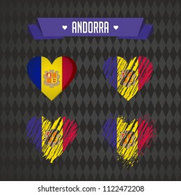 Andorra with love. Design vector broken heart with flag inside.
