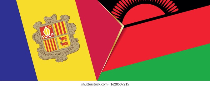 Andorra and Malawi flags, two vector flags symbol of relationship or confrontation.