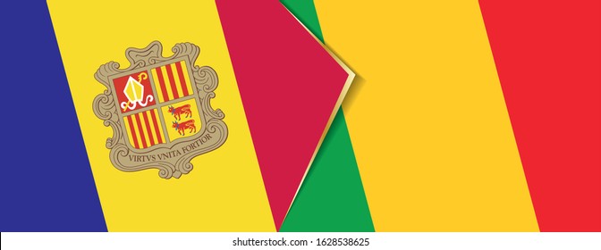 Andorra and Mali flags, two vector flags symbol of relationship or confrontation.