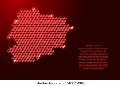 Andorra map from 3D red cubes isometric abstract concept, square pattern, angular geometric shape, for banner, poster. Vector illustration.