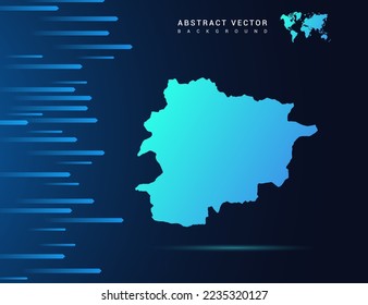 Andorra map with abstract blue background technology.