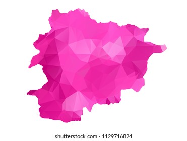 Andorra Map - Abstract geometric rumpled triangular low poly style gradient graphic on white background , line dots polygonal design for your . Vector illustration