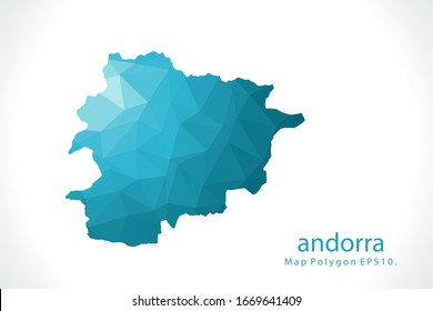 mapa de andorra Resumen geométrico triangular triangular de bajo nivel de polo gráfico sobre fondo blanco