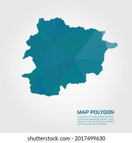 Andorra Map Abstract geometric rumpled triangular low poly style gradient graphic on white background