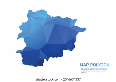 Mapa de Andorra Resumen Gradiente geométrico triangular de bajo estilo de polo gráfico sobre fondo blanco
