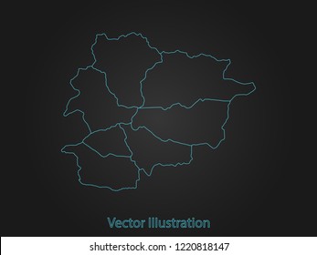 Andorra map - Abstract mash line and point scales on dark background with Andorra. flat design style, clean and modern. Vector Illustration eps10