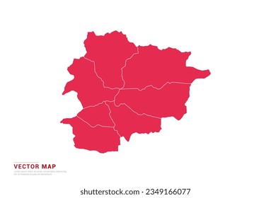 Andorra Map - abstract style red isolated on white background for infographic, design vector.
