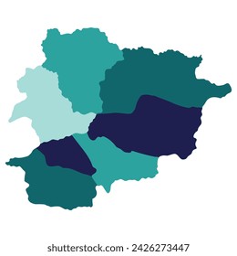 Andorra map. Map of Andorra in administrative provinces in multicolor