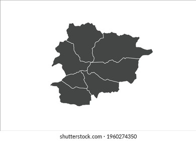 Andorra Map black Color on White Backgound