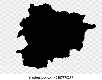 Andorra Map black Color on Backgound png  not divided into cities