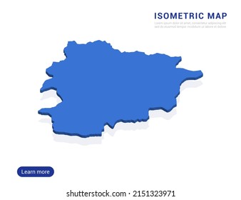Andorra map blue isolated on white background with 3d isometric vector illustration.