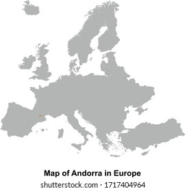 Mapa Andorra coloreado con colores de bandera en Europa ilustración vectorial aislada