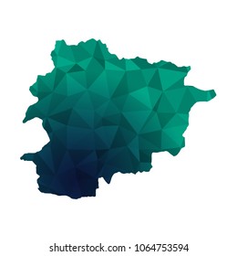Andorra map - Colorful Polygonal map of Andorra rumpled triangular low poly style gradient graphic background , Vector illustration eps 10.
