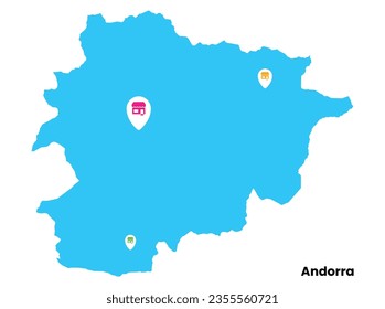 Andorra Map, country map, Ecommerce map, shopping icon