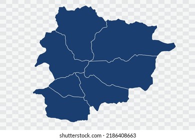 Andorra Map dark blue Color on White Background quality files Color 