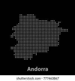Andorra map dots White 
On a black background.
vector illustration.