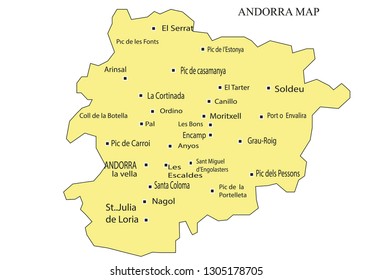 Andorra map drawing, Map of Andorra, andoora map with colorful, provincial and border lines, country maps, maps


