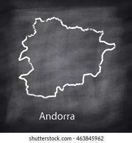 Andorra map drawn with chalk on blackboard background
