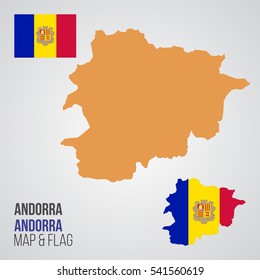 Andorra map and Flag