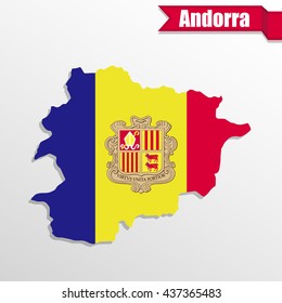 Andorra map with flag inside and ribbon