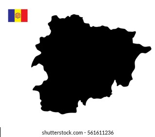 Andorra Map with Flag Vector