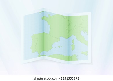 Andorra map, folded paper with Andorra map. Vector illustration.