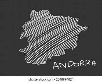 Andorra map freehand sketch on black background.