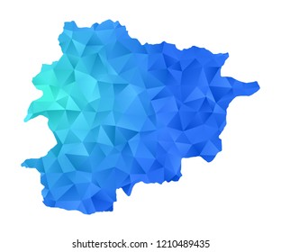 andorra map in geometric blue polygonal style modern design on white background. Vector illustration.