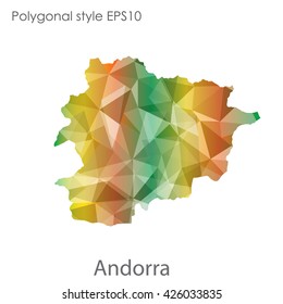 Andorra map in geometric polygonal style.Abstract gems triangle,modern design background.
