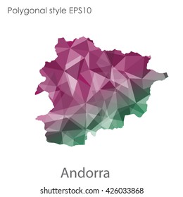 Andorra map in geometric polygonal style.Abstract gems triangle,modern design background.