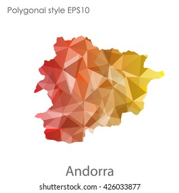 Andorra map in geometric polygonal style.Abstract gems triangle,modern design background.