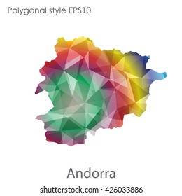 Andorra map in geometric polygonal style.Abstract gems triangle,modern design background.