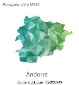 Andorra map in geometric polygonal style.Abstract gems triangle,modern design background.