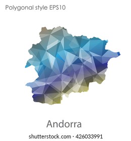 Andorra map in geometric polygonal style.Abstract gems triangle,modern design background.