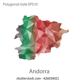 Andorra map in geometric polygonal style.Abstract gems triangle,modern design background.